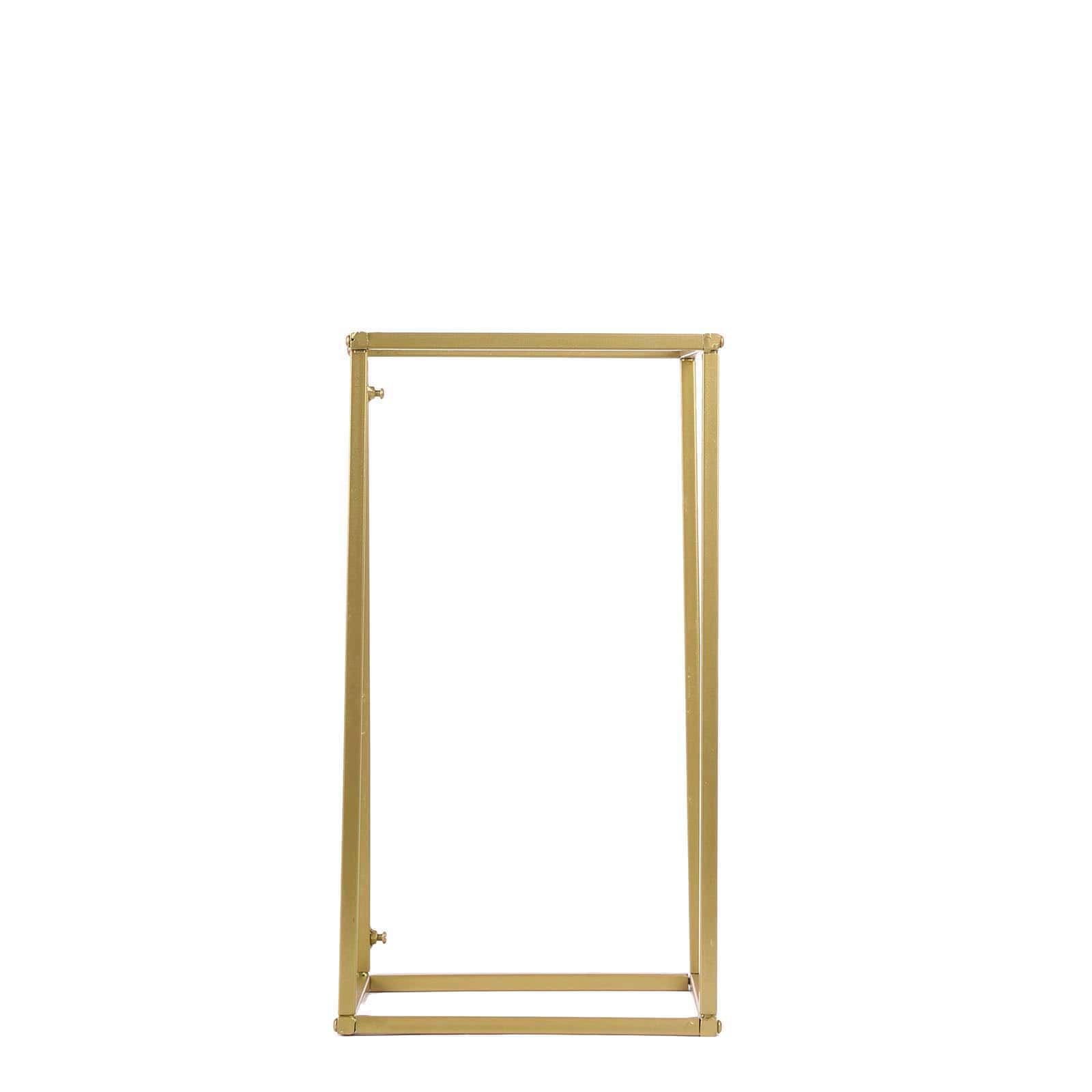 2 Pack Rectangular Gold Metal Wedding Flower Stand, Geometric Column Frame Centerpiece 16