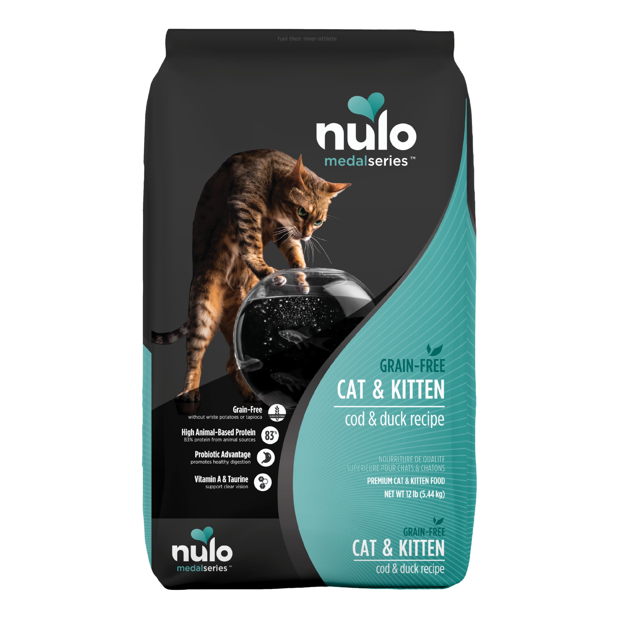 Nulo MedalSeries Grain-Free Cod  Duck Dry Cat  Kitten Food， 12 lbs.