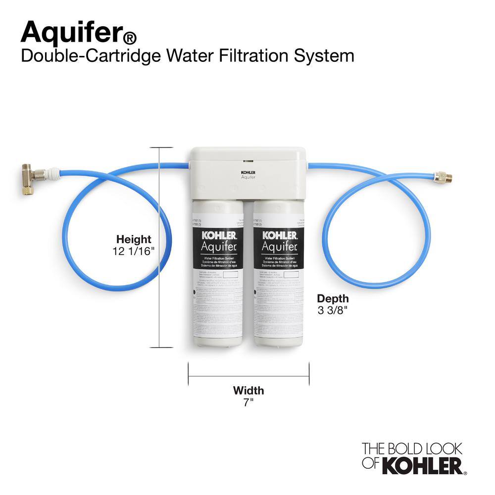 KOHLER Aquifer Under-Sink Double Cartridge Water Filtration System K-77686-NA