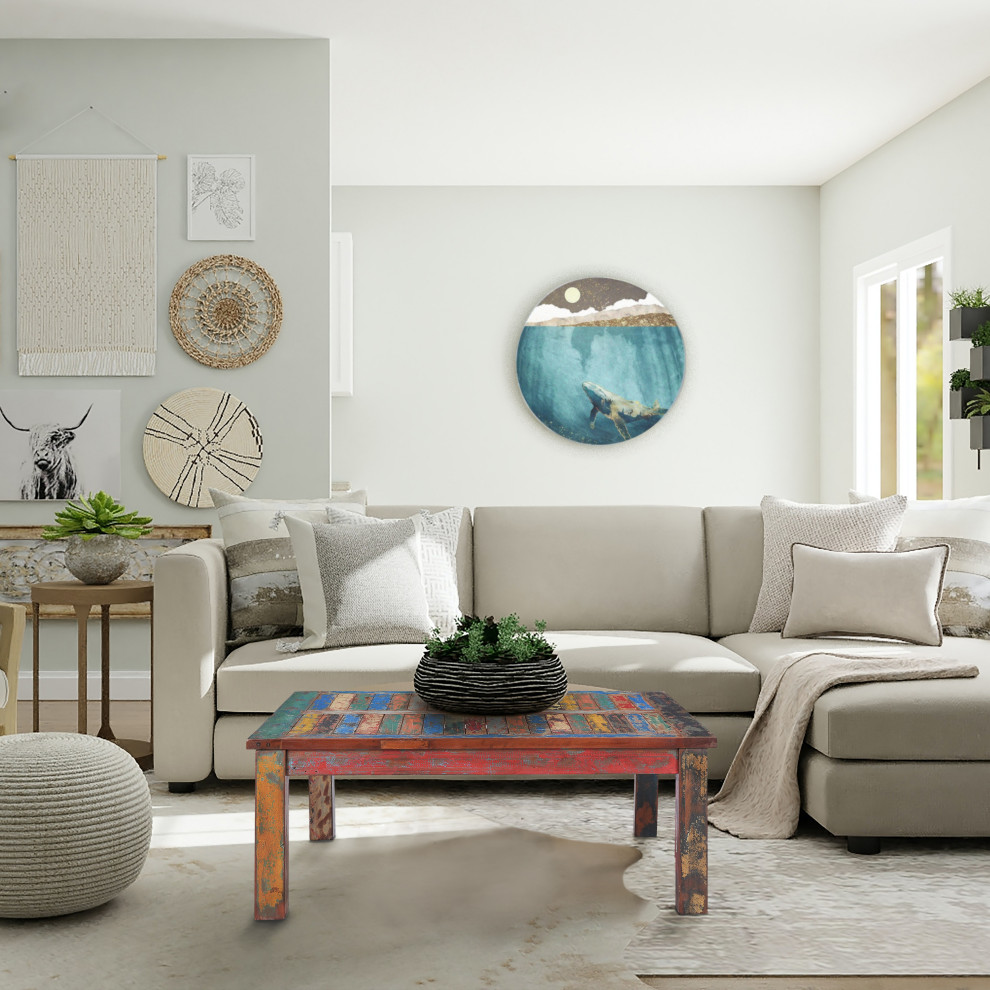 Square Coffee Table made from Recycled Teak Wood Boats   Farmhouse   Coffee Tables   by Chic Teak  Houzz