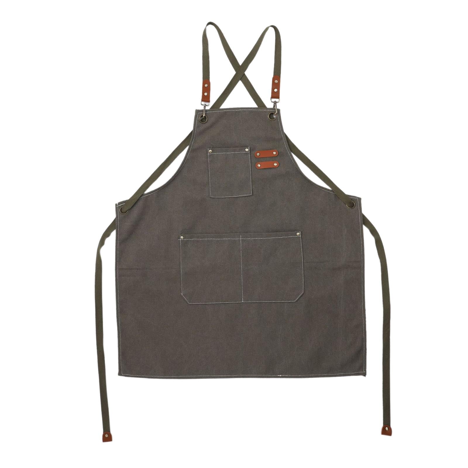 Work , Barista Apron Strap Artist Apron Kitchen Cooking Apron Gardening Apron for Carpenter Cafe Home Salon Painting Gray Green