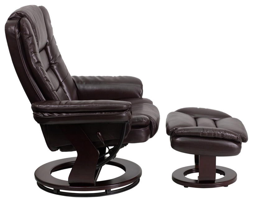 Brown Leather Recliner and Ottoman   Contemporary   Recliner Chairs   by First of a Kind USA Inc  Houzz