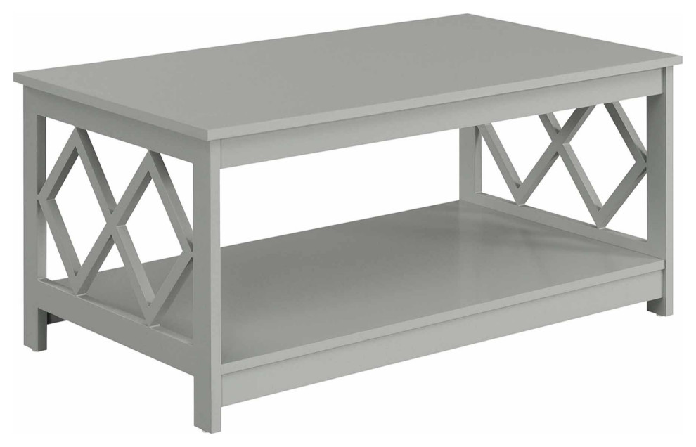 Diamond Coffee Table With Shelf   Transitional   Coffee Tables   by VirVentures  Houzz