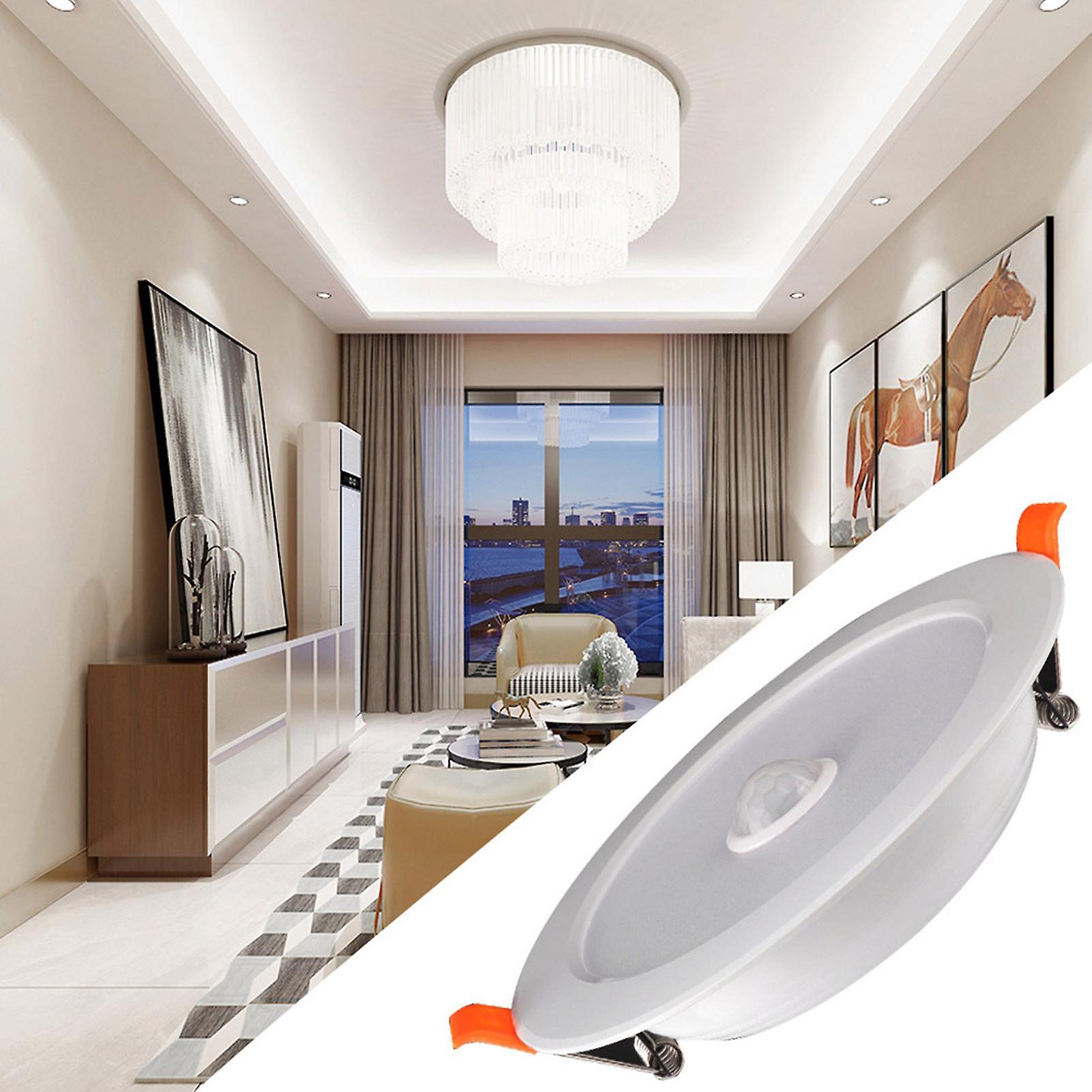 12w Ac85265v Led Ceiling Light Downlight Human Body Sensor Recessed Lamp For Home Indoor (warm White 3000k)