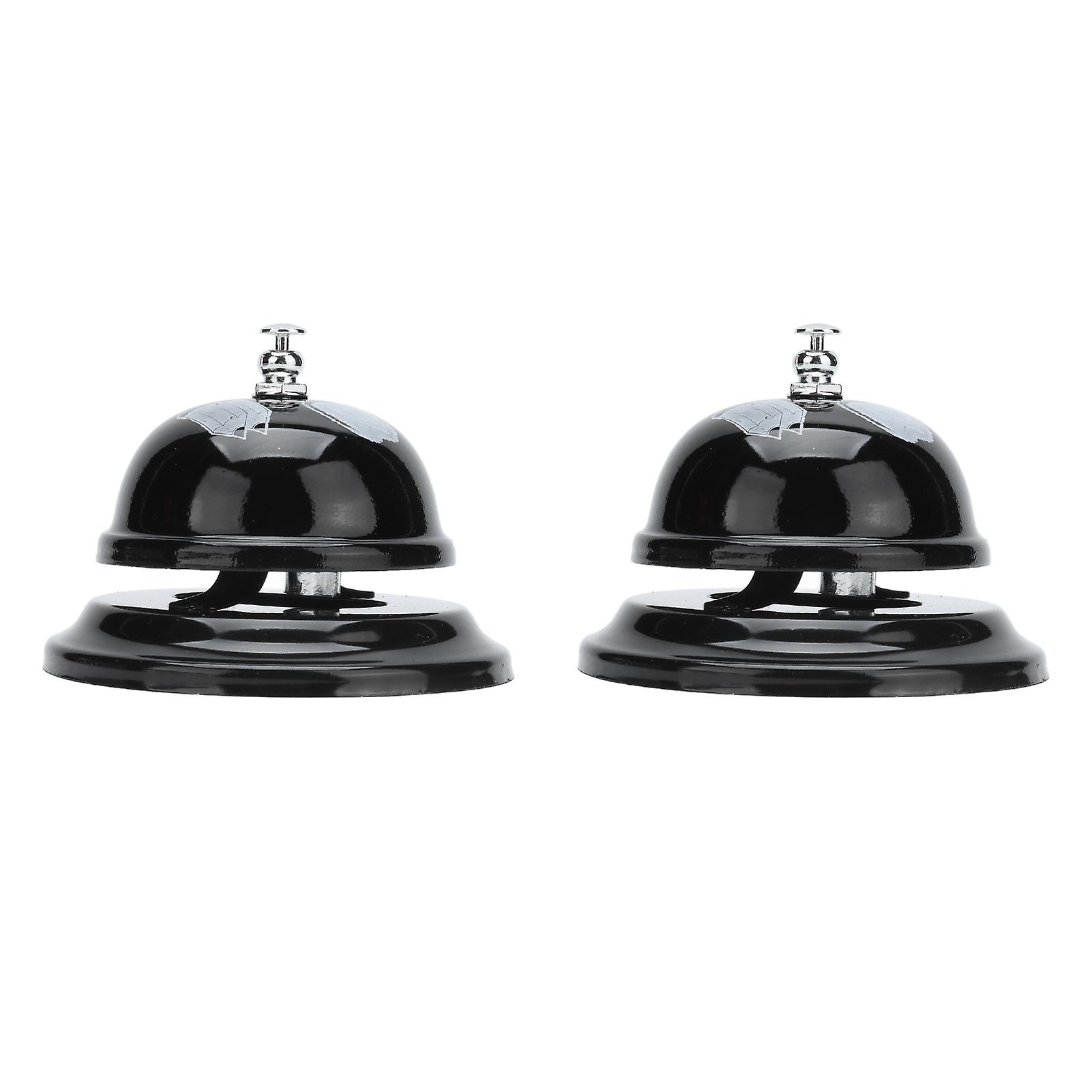 2pcs Service Bell Exquisite Clear Sound Classic Shape Polishing Glossy Nonslip Base Call Bell For Hotel Restaurant Homeblack