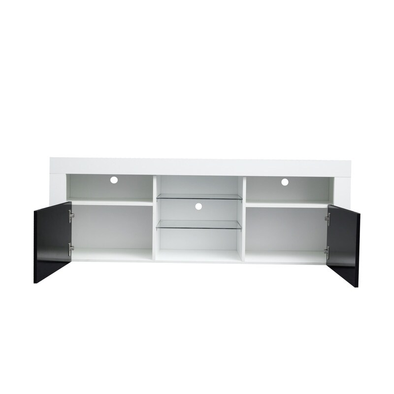 Wood LED TV Stand Media Cabinet with Doors and Shelves for 55 inch TV   58 inches in width