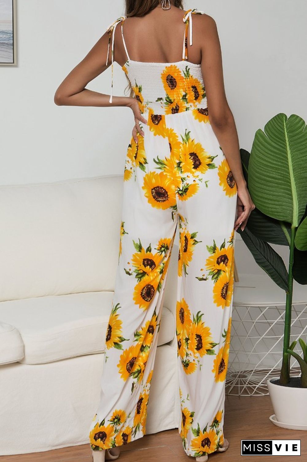 KarliDress Sunflower Print One-piece Jumpsuit P12828