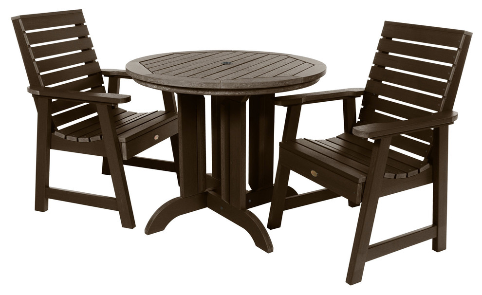 Weatherly 3 Piece Round Dining Set   Transitional   Outdoor Dining Sets   by highwood  Houzz