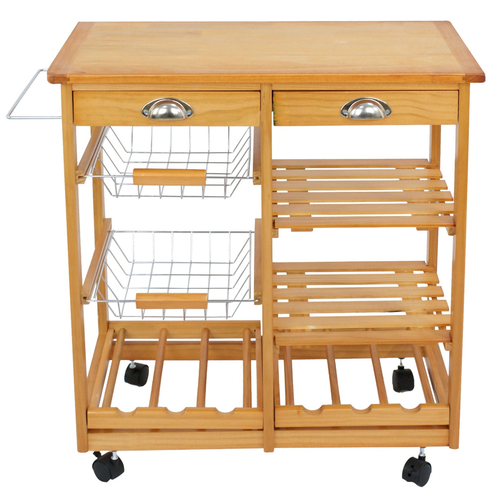 ZENSTYLE Rolling Wood Kitchen Cart Storage Trolley Cart Rack Countertop， Natural