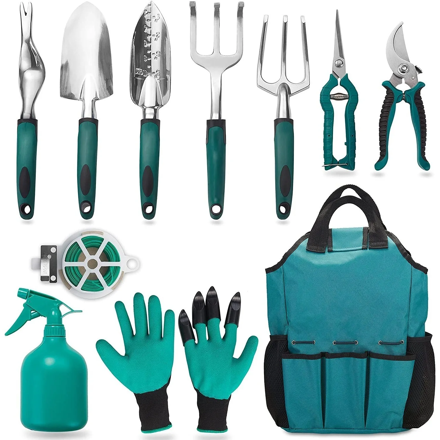 Garden Tool Set 11 Pcs Aluminum oy Steel Hand Tool Starter Kit with Garden Bag Heavy Duty Gardening Tools Gift for Women Man