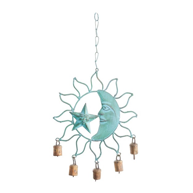 Eclectic Metal Moon And Sun Windchime Turquoise Olivia amp May