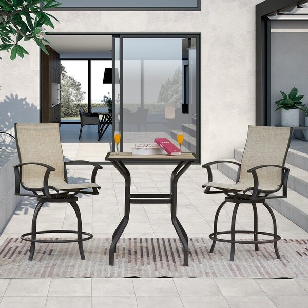 Domi Outdoor Living 3Piece Metal Outdoor Patio Serving Bar Dining Set