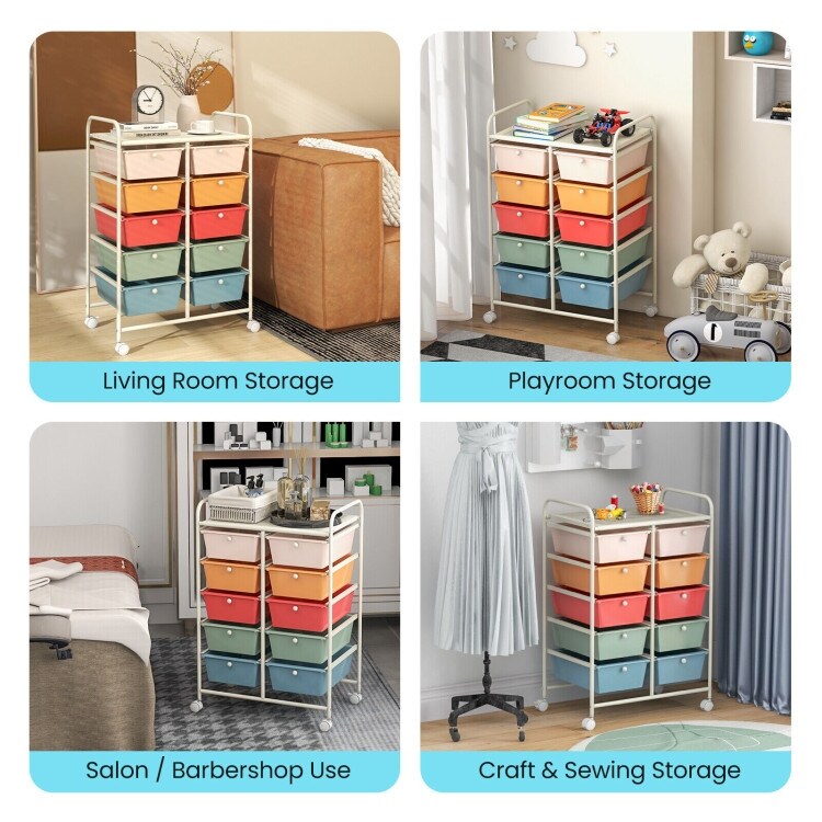 10 Drawer Rolling Storage Cart