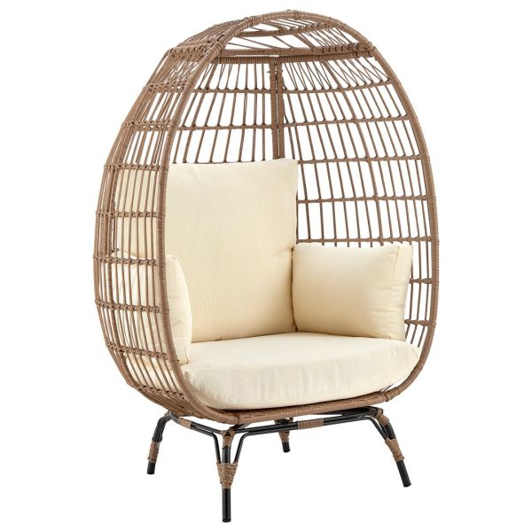 Spezia Patio Freestanding Egg Chair with Cream Cushions