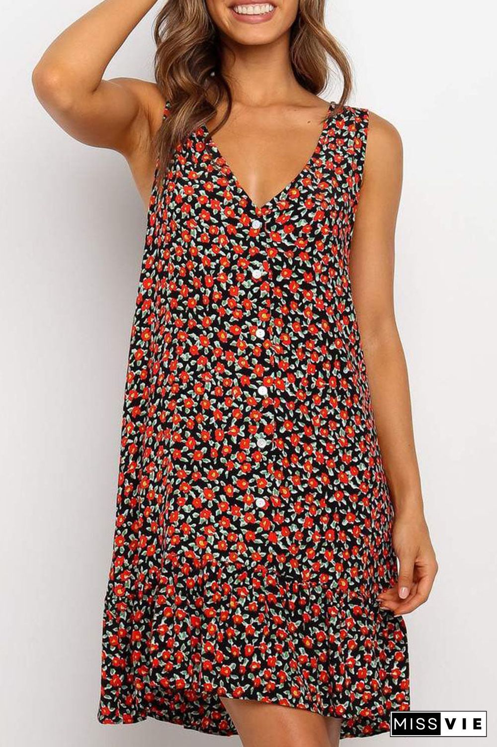 Fashion Sexy Print Split Joint V Neck Printed Dresses