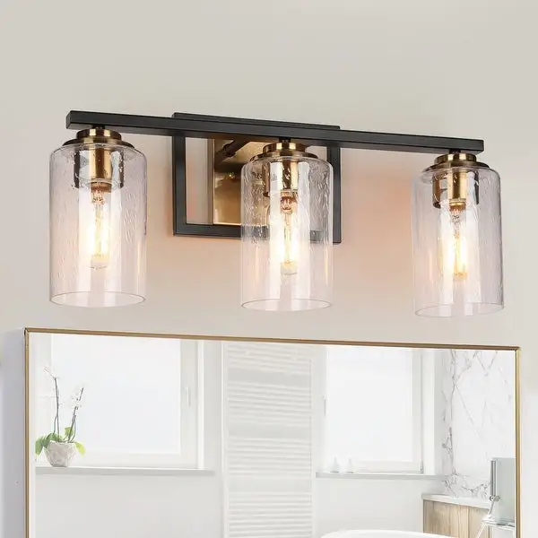 Modern Black Gold Seeded Glass Bathroom Vanity Lights Wall Lighting