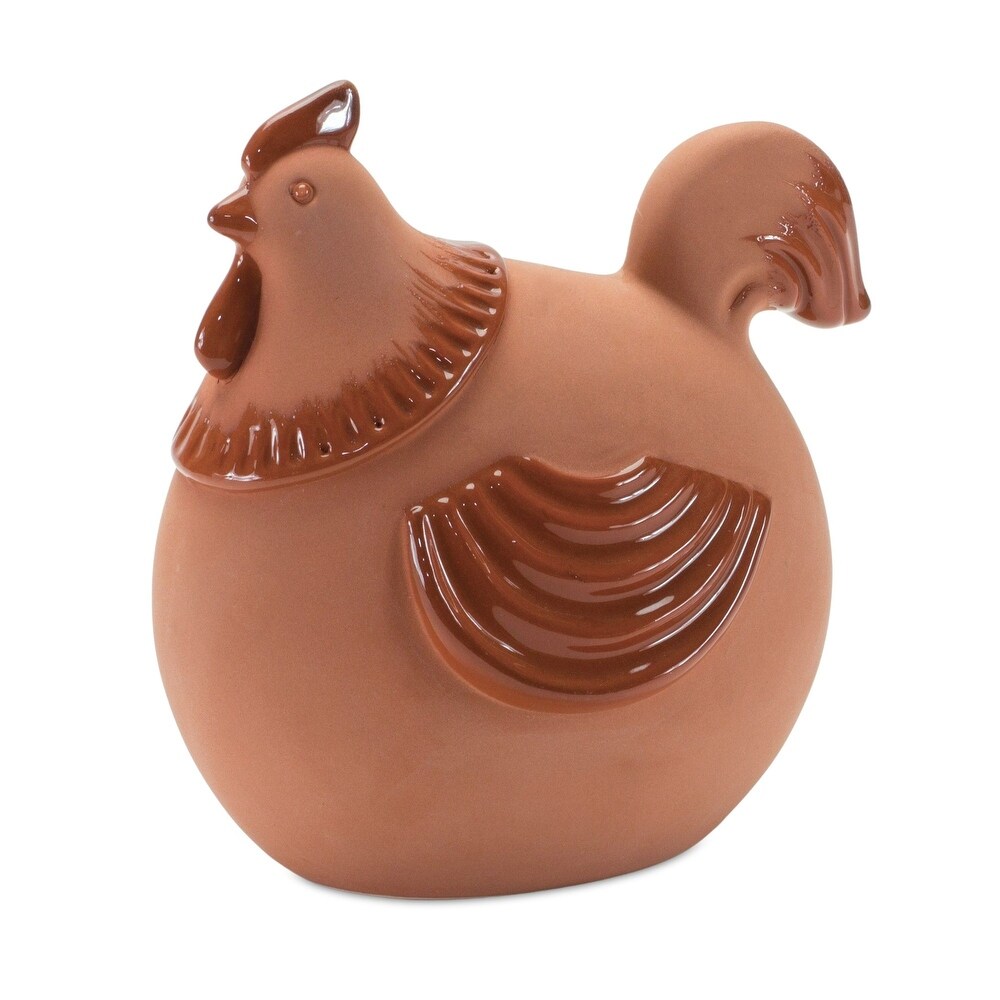 Set of 2 Glazed Chicken Figurines 5.75\