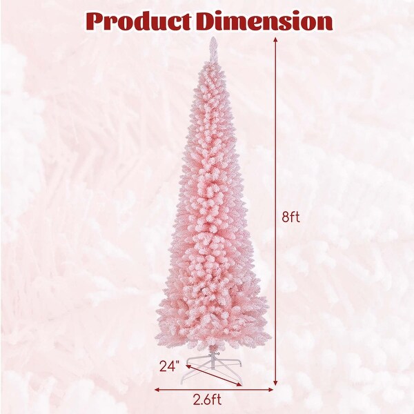 Costway 5/6/7/8 FT Artificial Pink Christmas Tree with