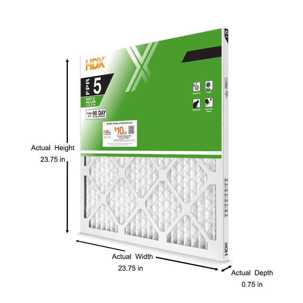 HDX 24 in. x 24 in. x 1 in. Standard Pleated Air Filter FPR 5 HDX1P5-012424