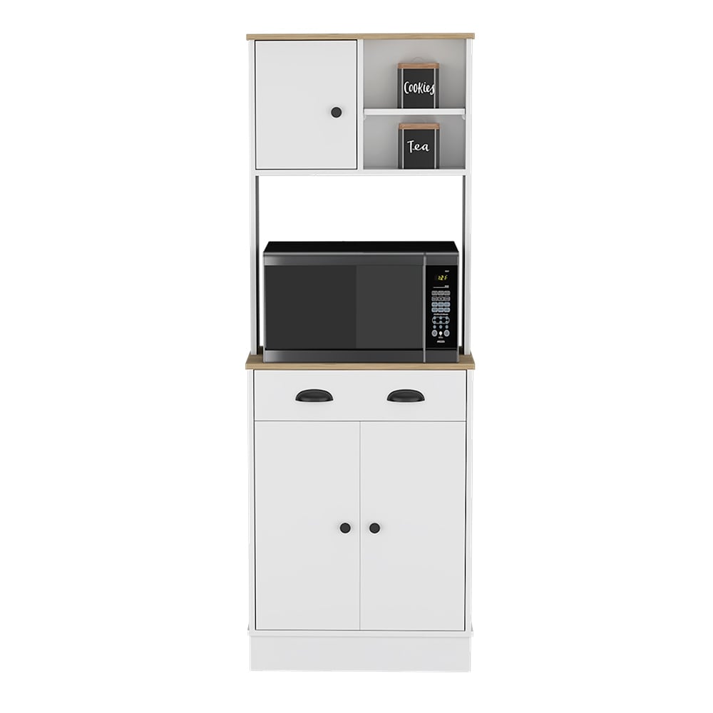 Microwave Storage Stand with 3 Doors and Drawer Arlington  White / Macadamia Finish