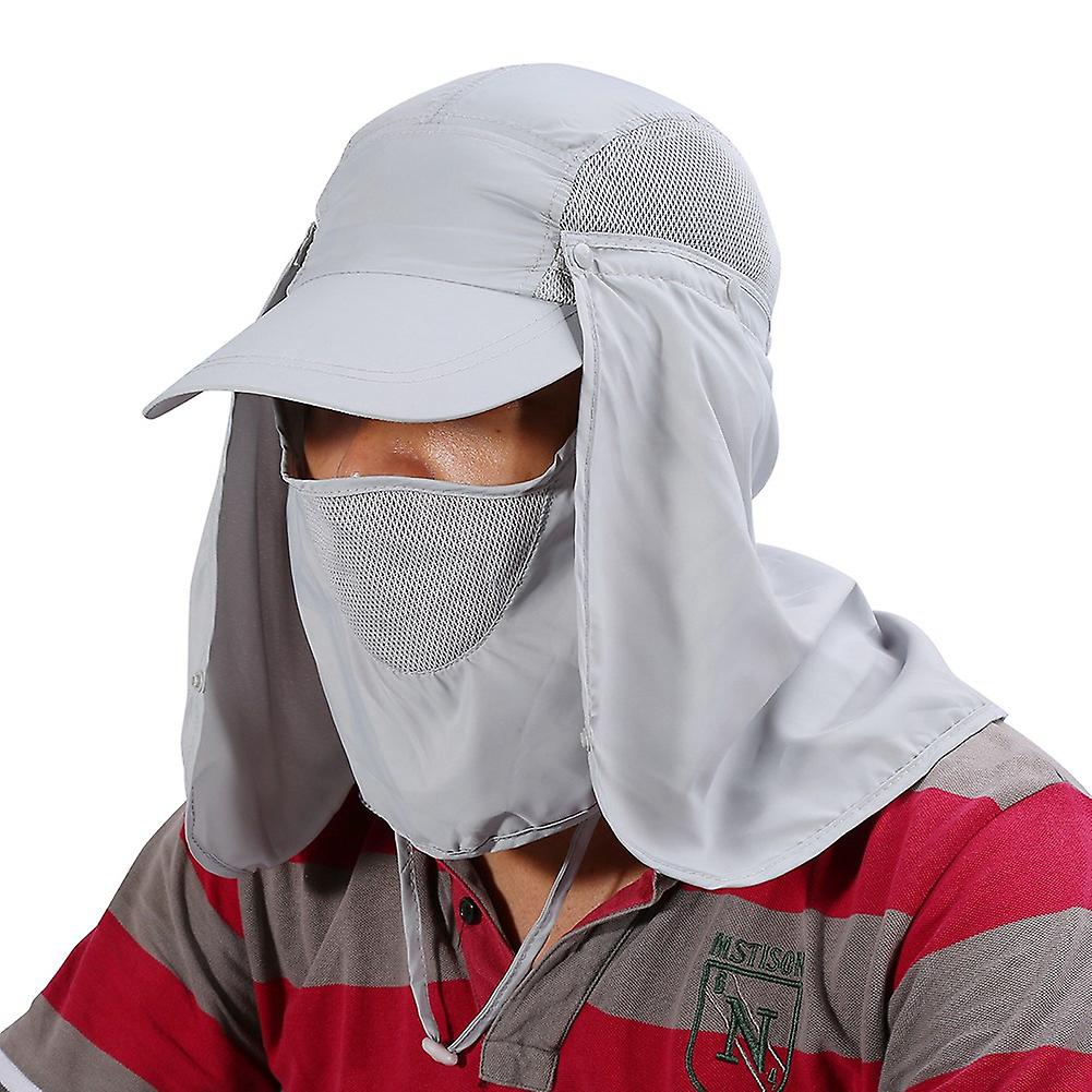 360 Degree Quick Drying Uv Protection Cap Neck Ear Flap Cover For Outdoors(grey)