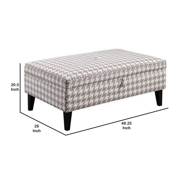 Benjara BM229645 Rectangular Fabric Ottoman with H...