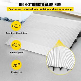 VEVOR Door Threshold Ramp 27.2 in. x 34 in. x 5 in. Door Speed Ramp for Wheelchairs 800 lbs. Load Capacity Aluminum WFSLYPDYCGLZ5PADXV0