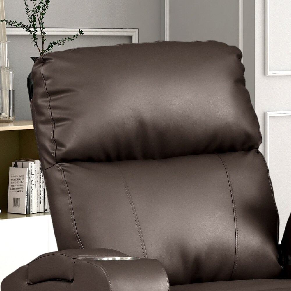 Modern Terry Upholstered Faux Leather Power Recliner Chair