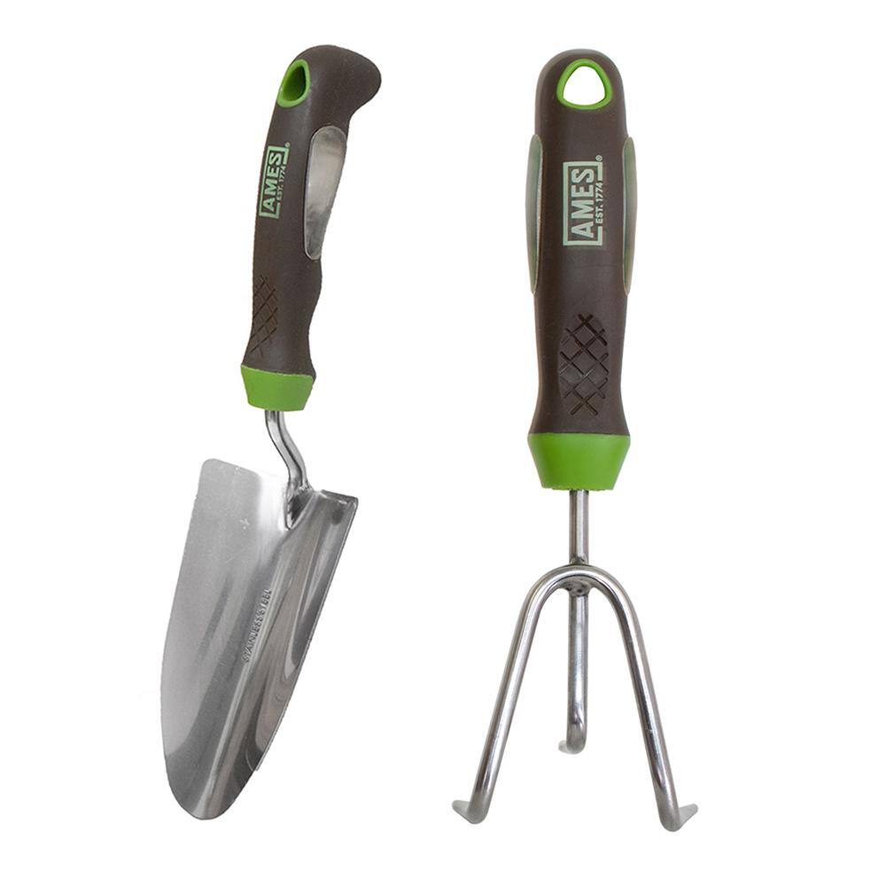 Ames 2-Piece Ergo Gel Grip Trowel and Cultivator Garden Tool Set 2445900