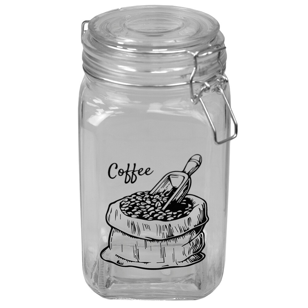 43 oz. Glass Canister with Metal Clasp， Clear