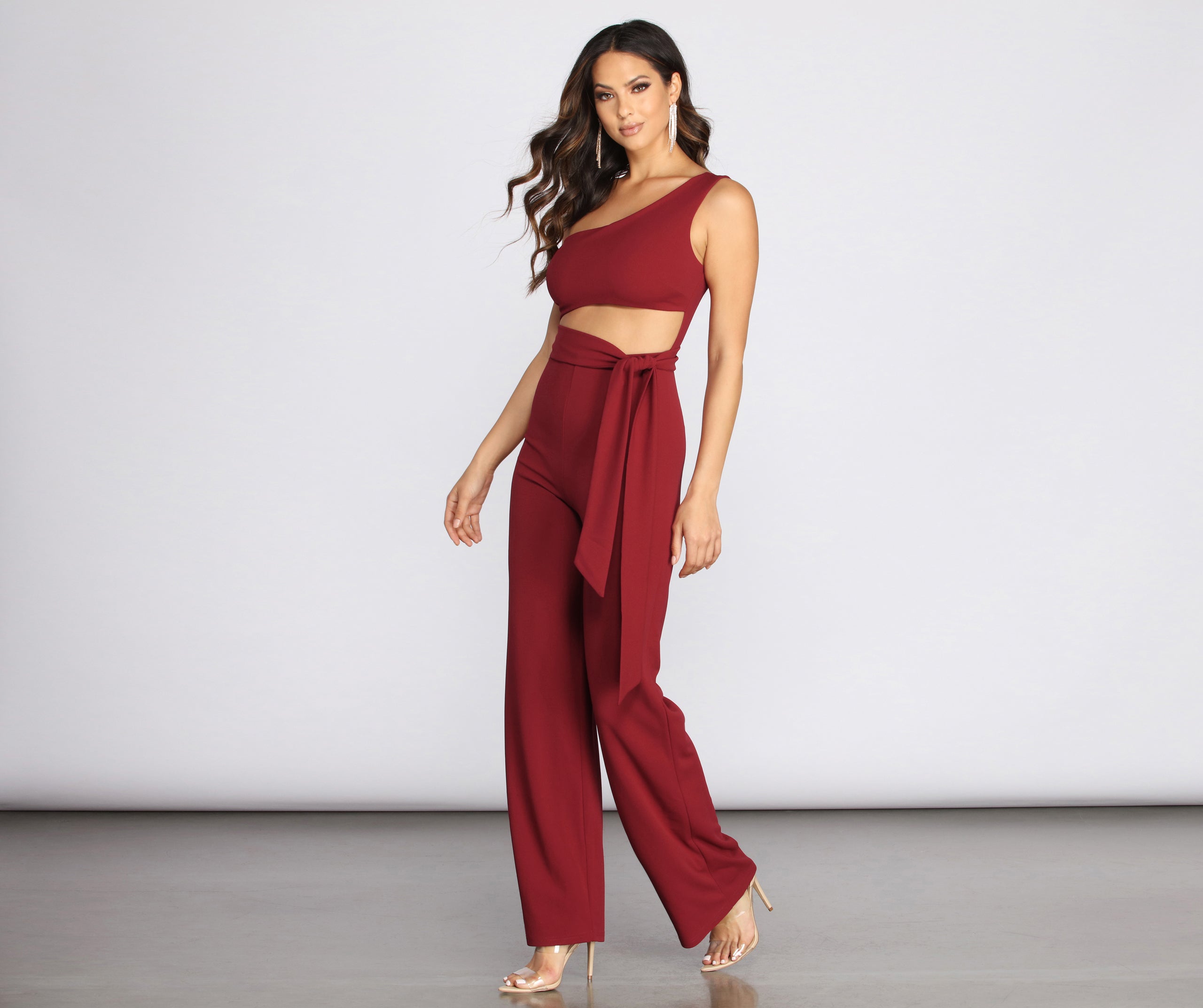 One Shoulder Cut Out Jumpsuit