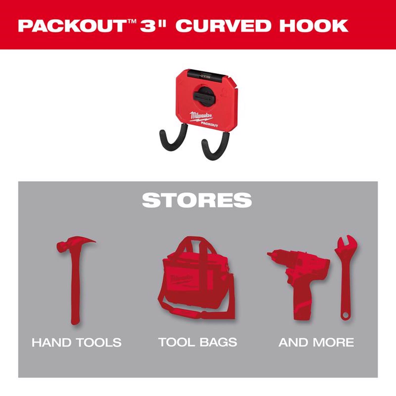 MW Packout Shop Storage Small Plastic 3 in. L Straight Hook 1 pk