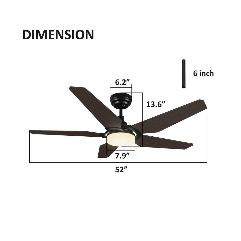 CARRO Voyager 52 in Dimmable LED IndoorOutdoor Black Smart Ceiling Fan with Light and Remote Works wAlexaGoogle Home