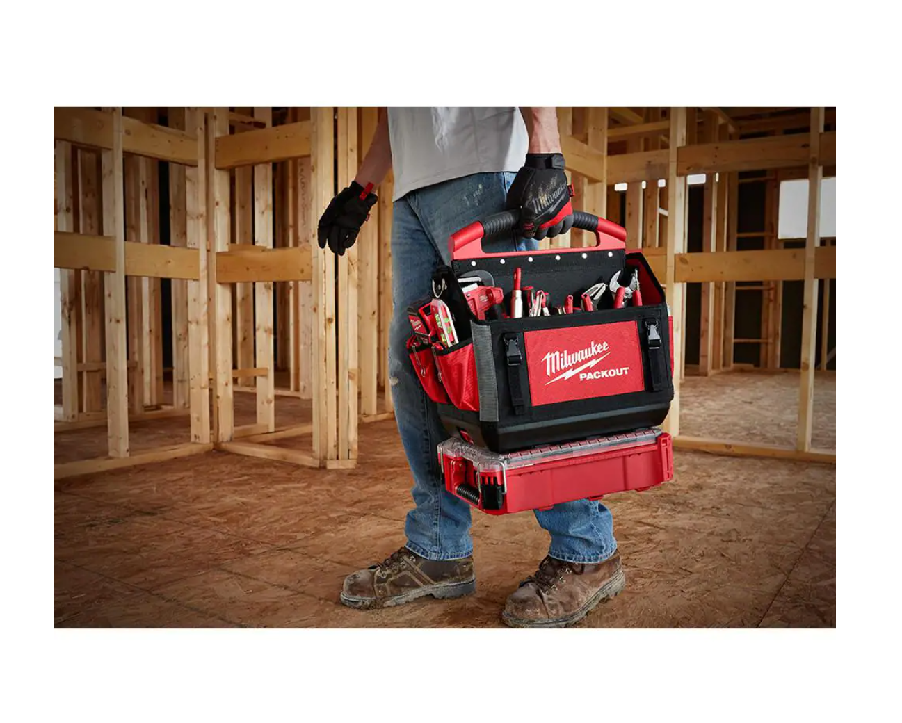 Milwaukee 48-22-8315-48-22-6625 15 in. PACKOUT Tote with 25 ft. Compact Tape Measure