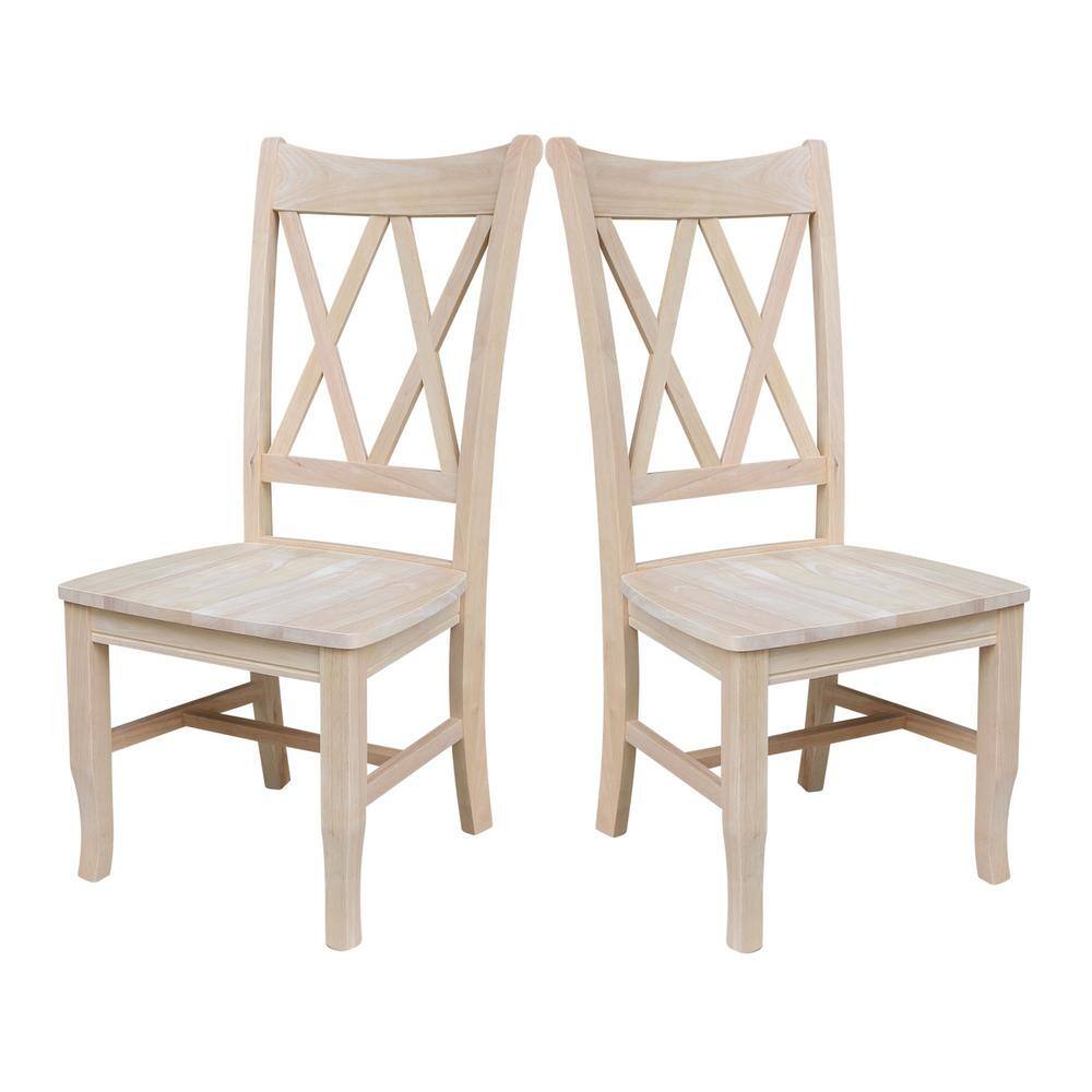 International Concepts Unfinished Wood Double X-Back Dining Chair (Set of 2) C-20P