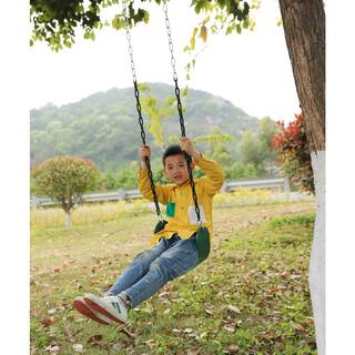 PLAYBERG Heavy-Duty Flexible Green Belt Swing with Coated Metal Chain QI003376