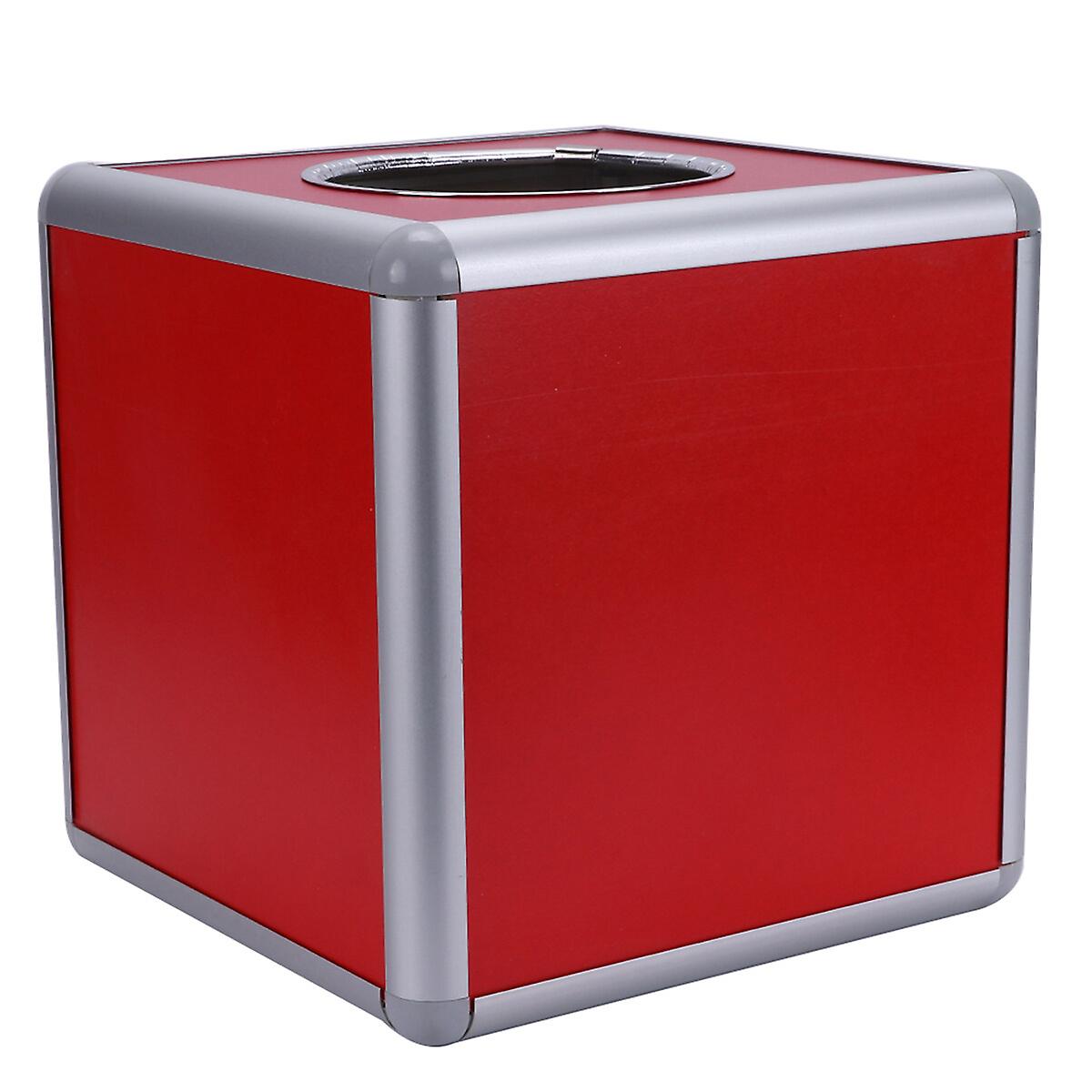 1pc 20cm Box Draw Box Aluminium Alloy Lottery Box Storage Bin Promotional Lottery Ball Box (red)