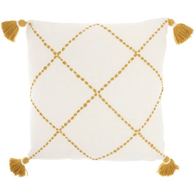 Oversize Life Styles Braided Lattice Square Throw Pillow With Tassels Mina Victory