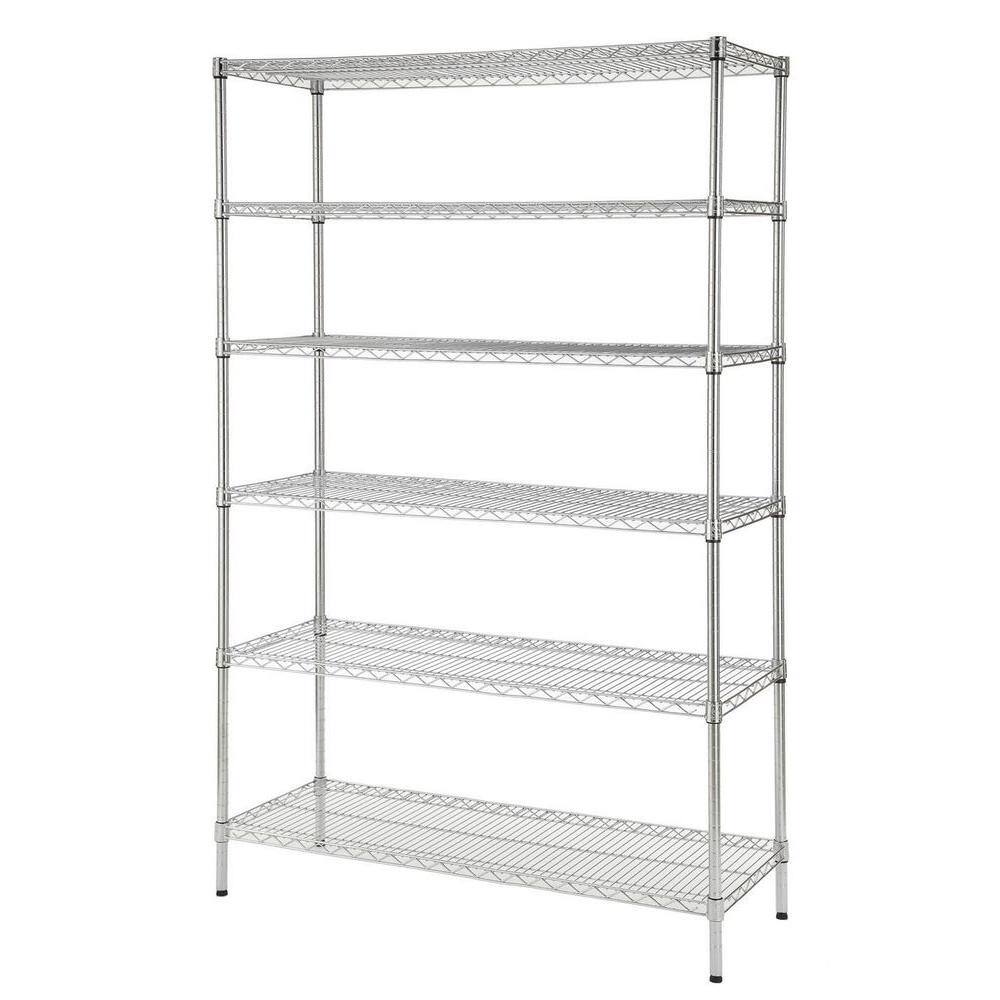 HDX 6-Tier Commercial Grade Heavy Duty Steel Wire Shelving Unit in Chrome (48 in. W x 72 in. H x 18 in. D) HD18481302PS-1