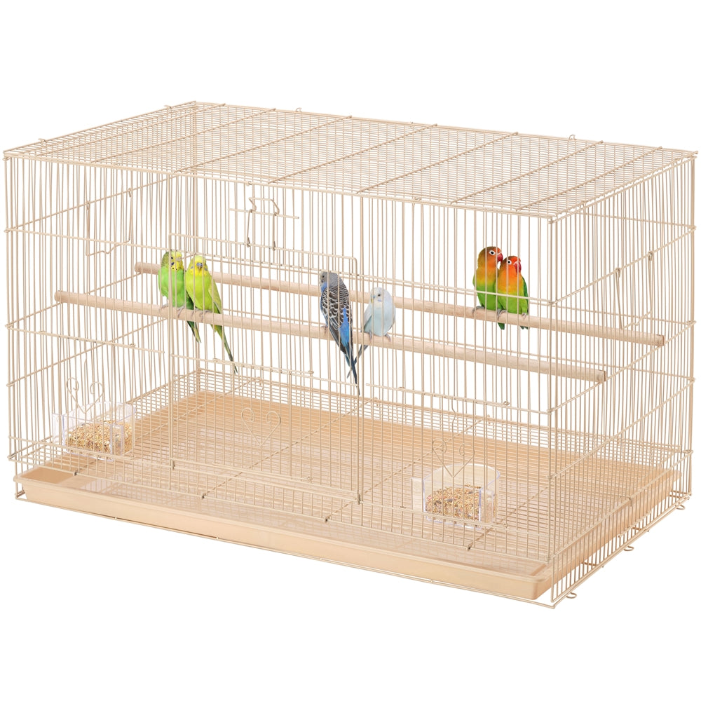 Yaheetech 30.5 inch Rectangle Breeding Flight Parakeet Bird Cage with Slide-Out Tray， Almond