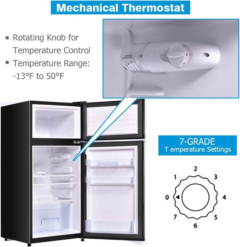 3.4 Cu.Ft Classic Compact Refrigerator 2-Door Cold-rolled Sheet Freezer with Removable Glass Shelves