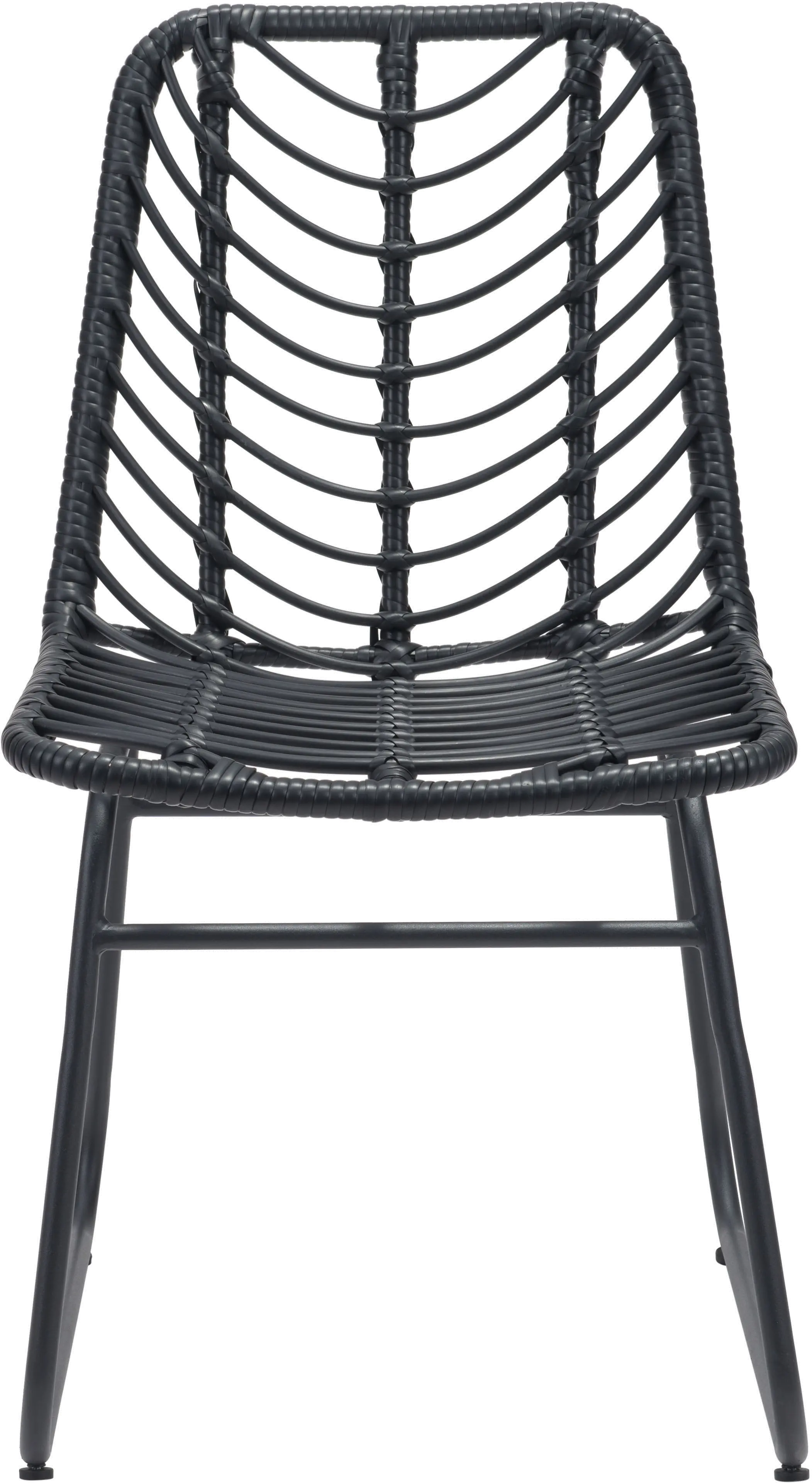 Pair of Modern Black Patio Dining Chairs - Laporte