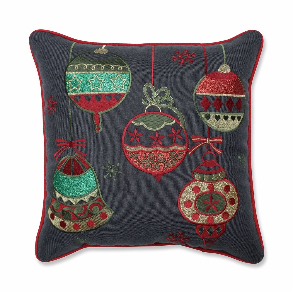 Sparkling Christmas Ornaments 16 inch Throw Pillow Multicolored