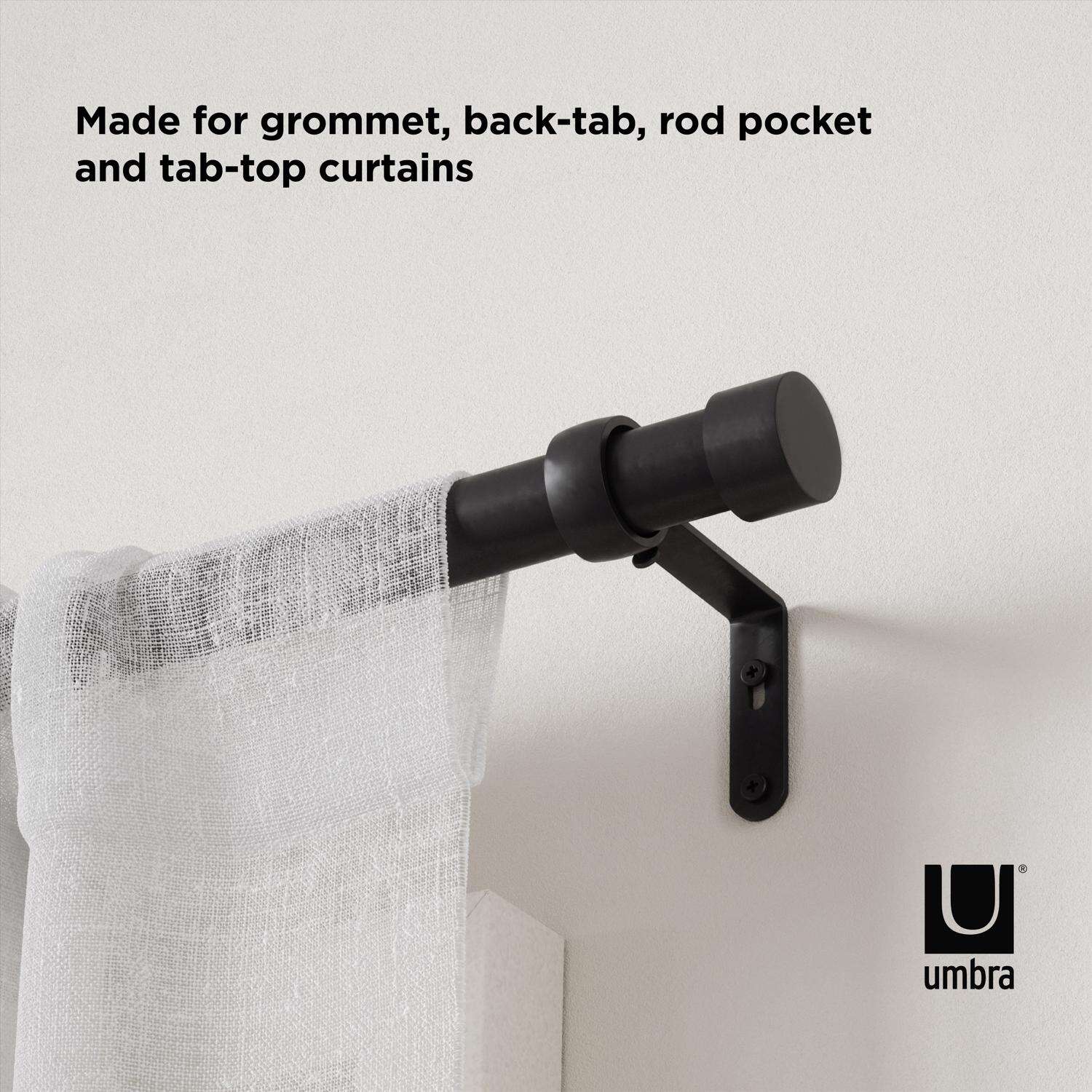 Umbra Cappa Brushed Black Single Curtain Rod 120 in. L X 180 in. L