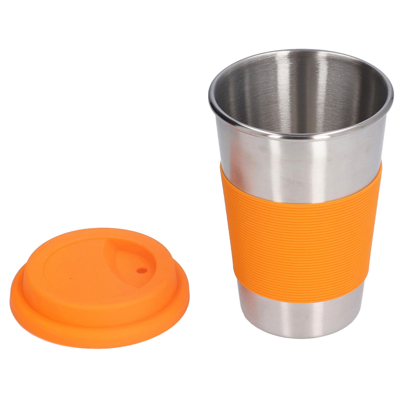 304 Stainless Steel Cup Metal Drinking Mug With Heat Insulation Silicone Sleeve For Kids School Office Homeorange Cup Sleeve