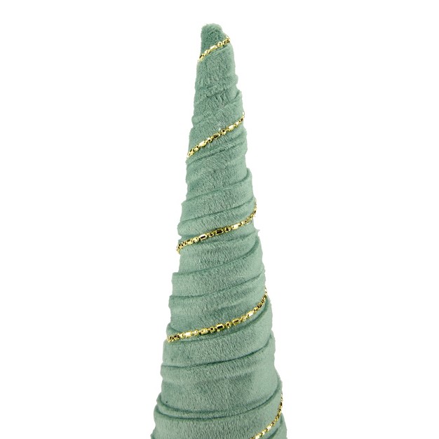 Green Fabric With Gold Garland Christmas Cone Tree