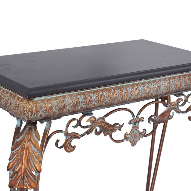 Set Of 2 Traditional Iron Console Tables With Mirror Bronze Olivia amp May