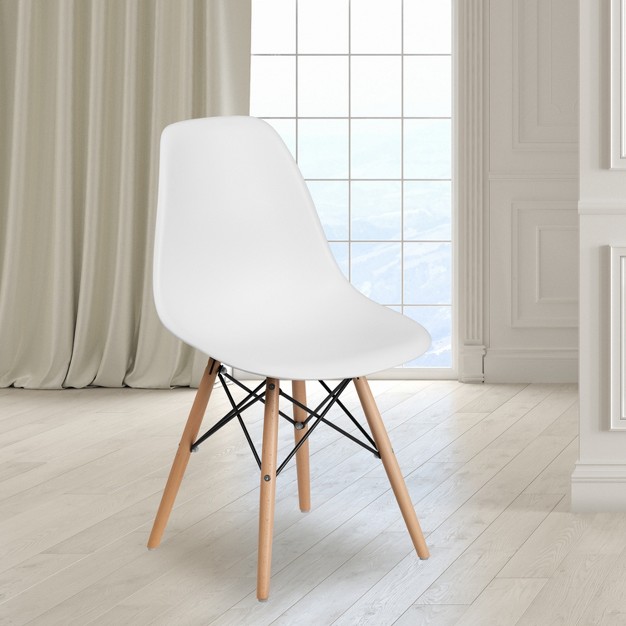 Flash Furniture Elon Series Plastic Chair With Wooden Legs