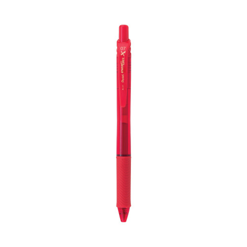 Pentel EnerGel-X Retractable Gel Pen， 0.7 mm Metal Tip， Red Ink/Barrel， Dozen (BL107B)