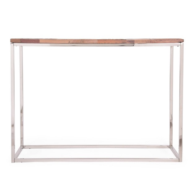 Pendroy Boho Glam Handcrafted Wood Console Table Natural silver Christopher Knight Home